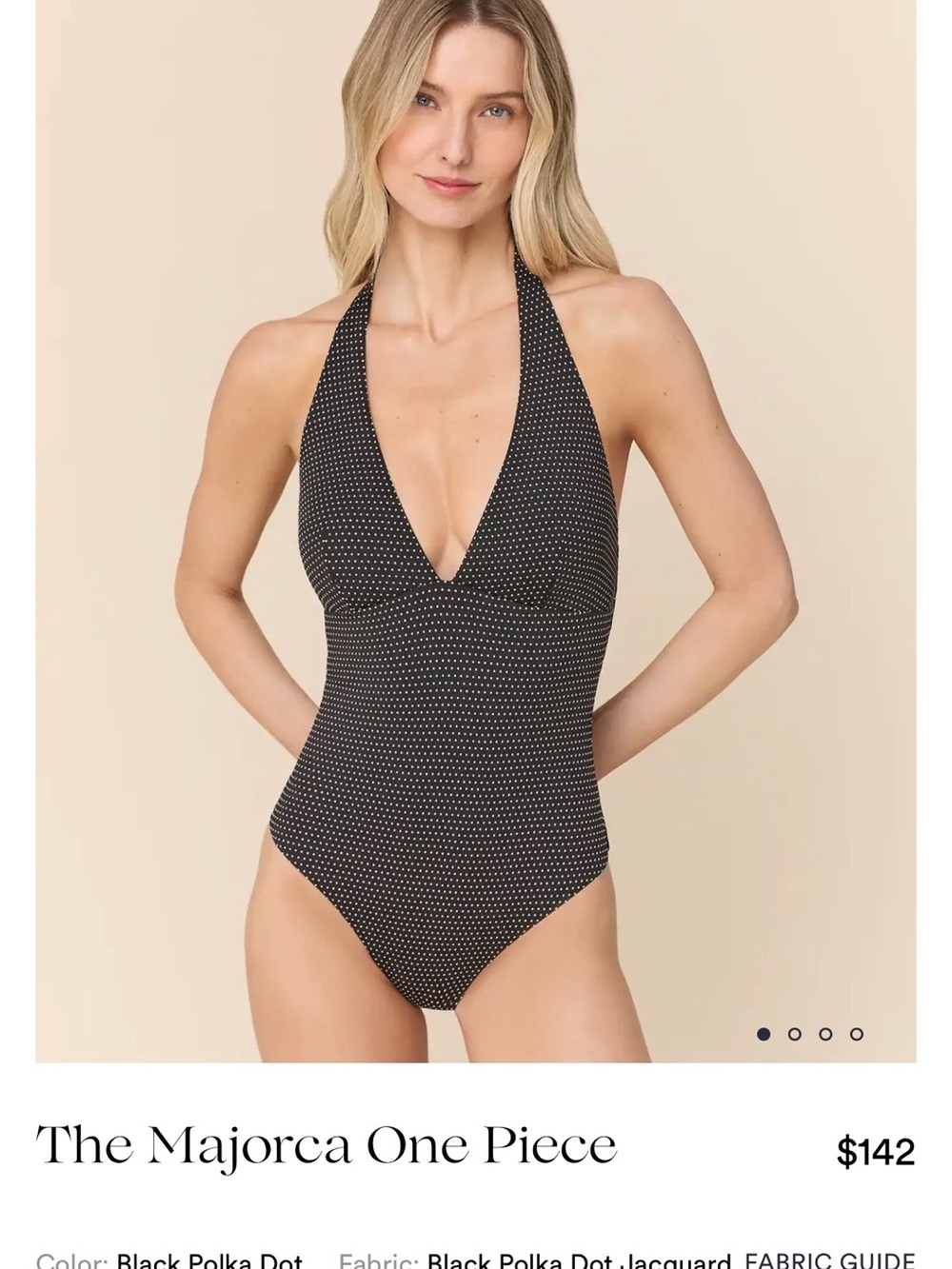 Andie «  the Majorca « Black Polka Dot Halter One-Piece swimsuit Large